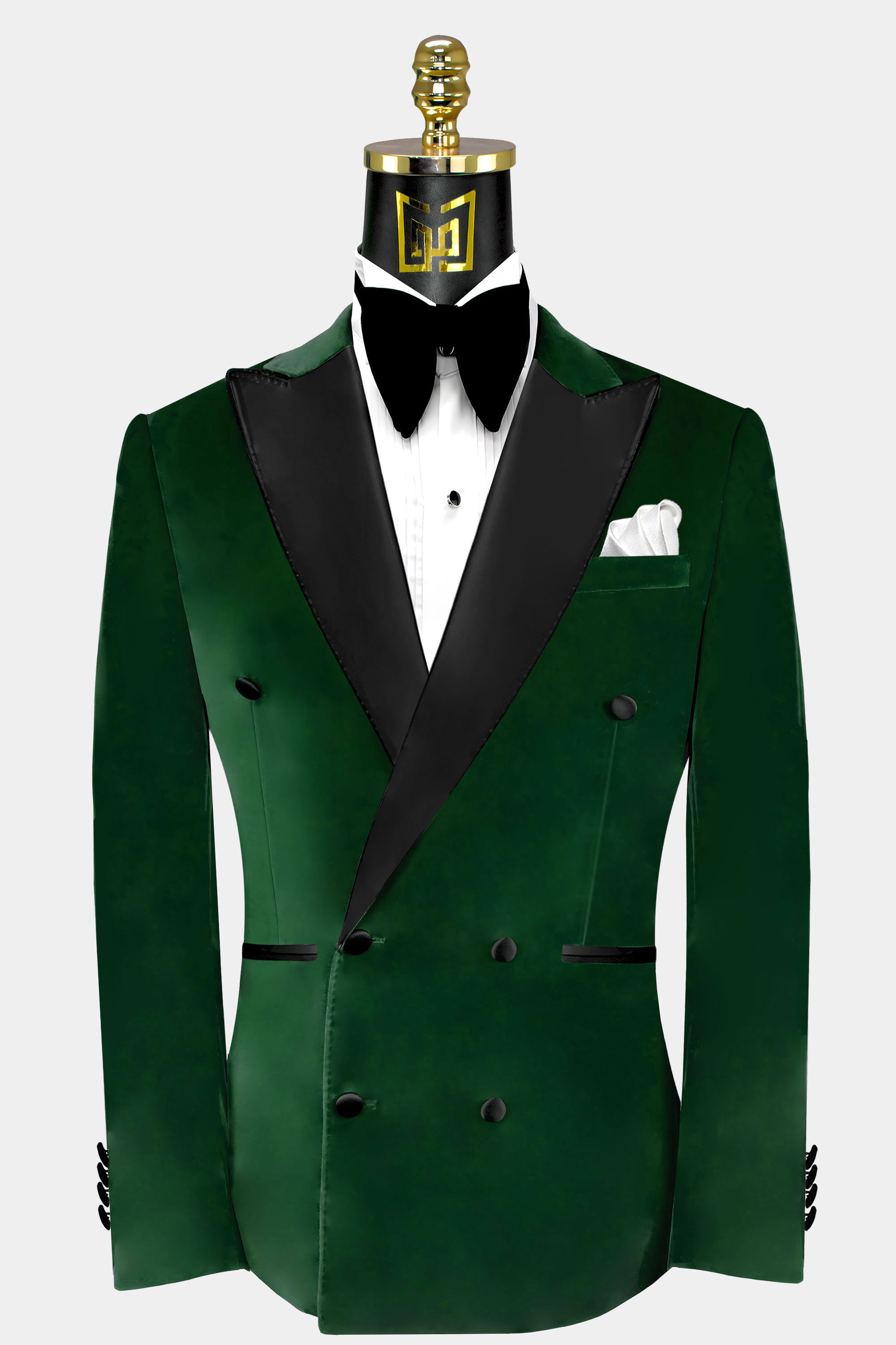 Double Breasted Green Velvet Tuxedo Jacket