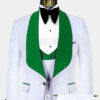 White-and-Green-Tuxedo-Groom-Wedding-Prom-Suit-For-Men-from-Gentlemansguru.com