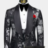 Black-and-Silver-Floral-Tuxedo-Wedidng-Groom-Prom-Suit-For-Guys-from-Gentlemansguru.com