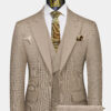 Khaki-Houndstooth-Suit-Rustic-Wedding-Groom-Tuxedo-Suit-from-Gentlemansguru.com