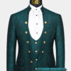 Mens-Dark-Teal-Mandarin-Collar-Suit-Groom-Wedding-Prom-Tuxedo-from-Gentlemansguru.com