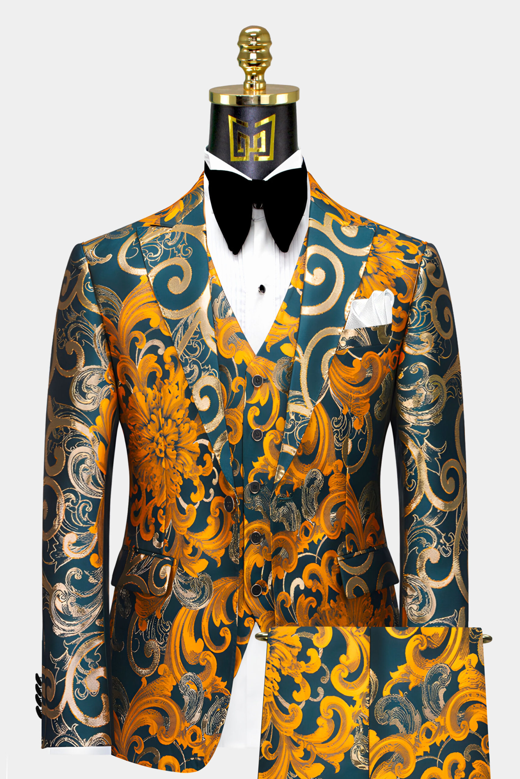 Gold floral suit jacket best sale