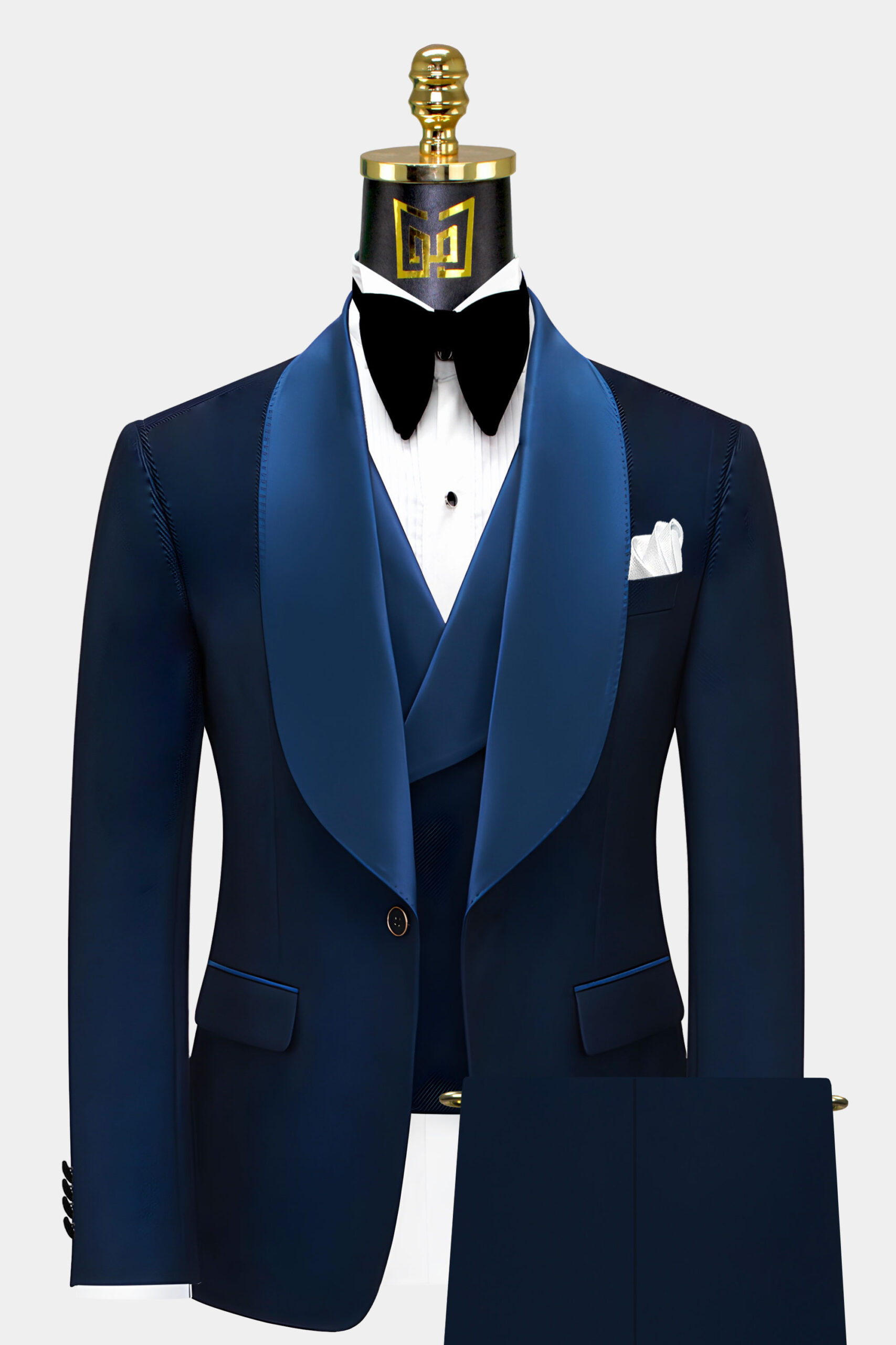 Navy Blue Diamond Tuxedo Suit Gentleman s Guru