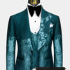 Mens-Teal-Floral-Suit-with-Black-Pant-Groom-Wedding-Attire-from-Gentlemansguru.com