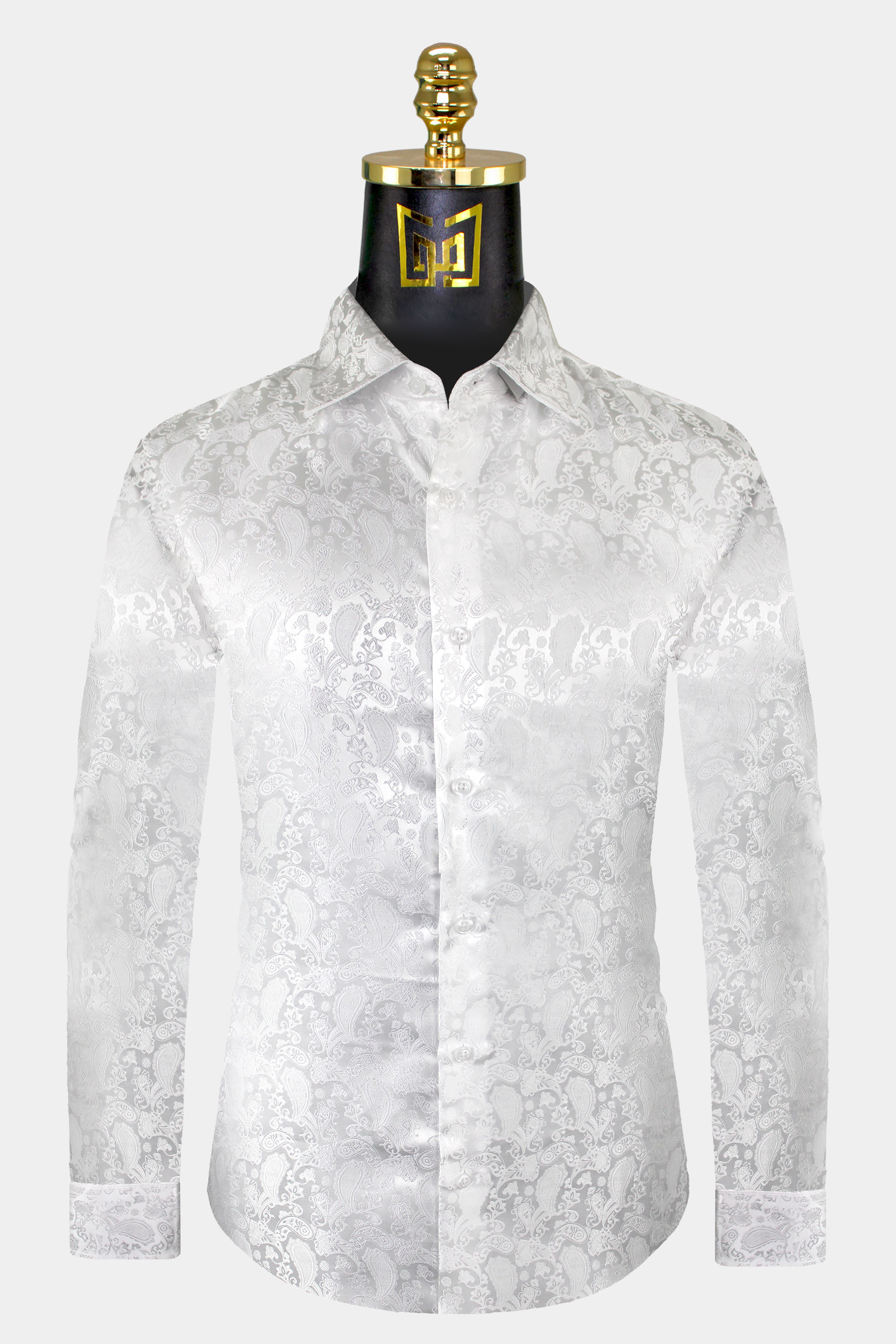 White Libertine Slim Paisley Shirt, Men's Tops