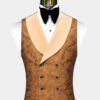 Pecan-Brown-Tuxedo-Vest-Wedding-WAistcoat-With-Gold-Lapel-from-Gentlemansguru.com