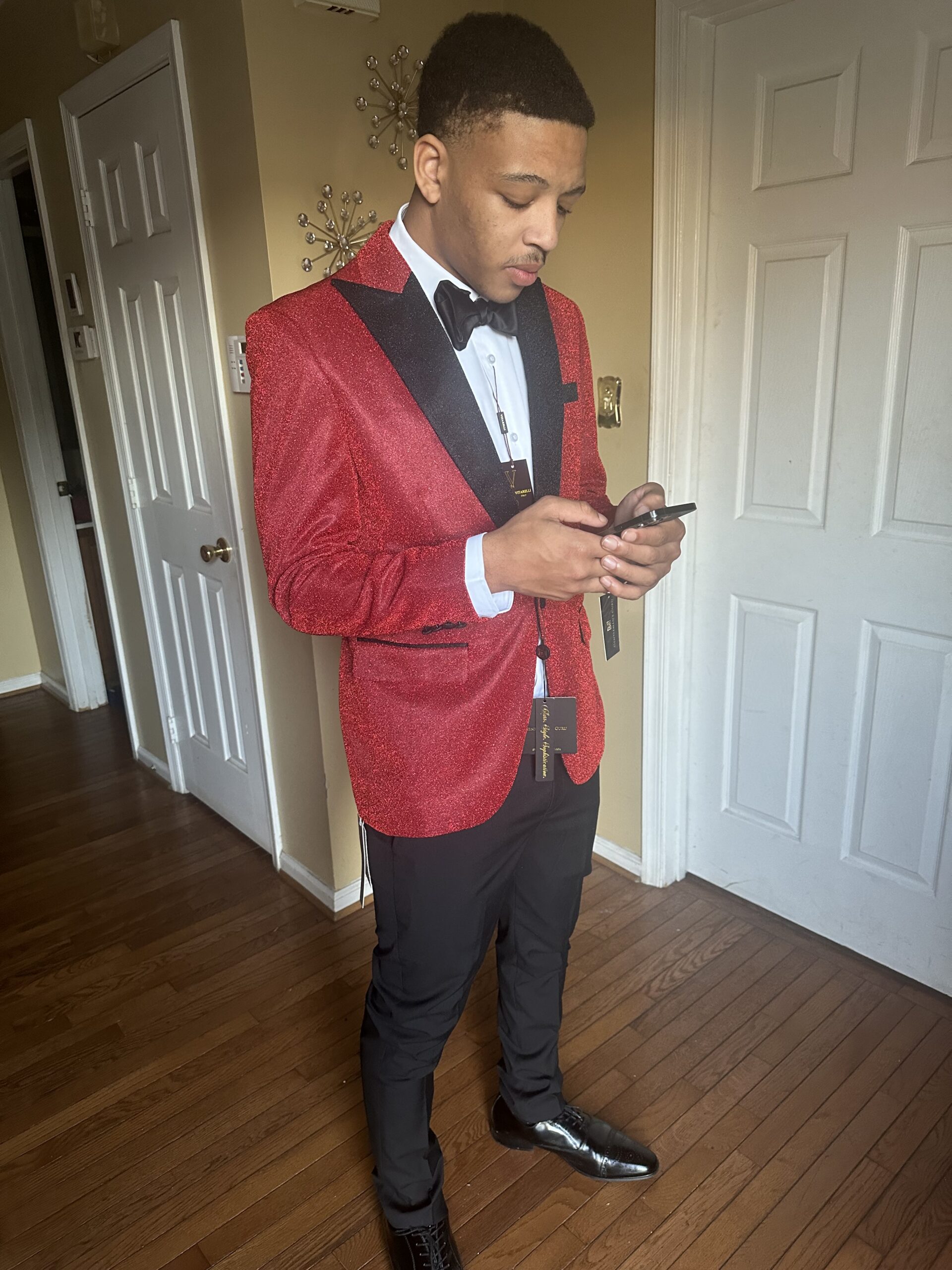 Red Glitter Tuxedo Jacket | Gentleman's Guru